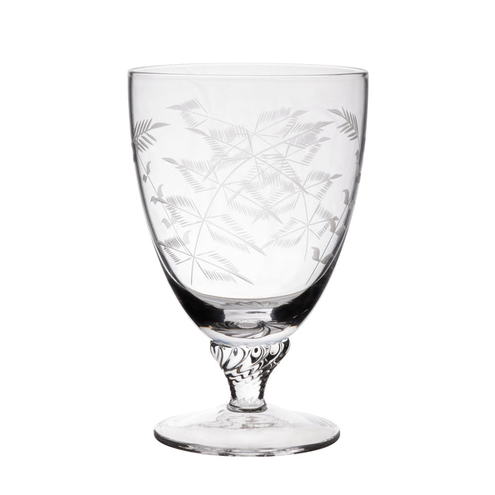 Set of 6 Crystal Bistro Wine Glasses with Fern Design