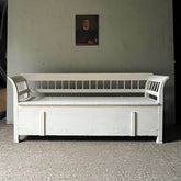 Elegant Antique Box Bench in Old White | John Cornall