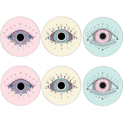 Set of 6 Mixed 'Evil Eye' Pastel Placemats