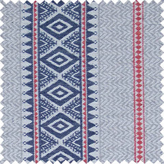 Aztec Chevron Stripe Fabric | Navy, Orange & Grey | Julia Brendel