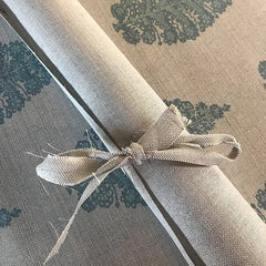 Laibik Large Print in Stone Blue & Natural Linen Fabric |Julia Brendel