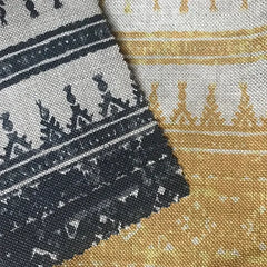 Tribes Horizontal Stripe, Charcoal Grey Linen Fabric