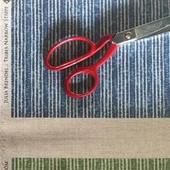Tribes Narrow Stripe, Marina Blue Linen Fabric | Julia Brendel