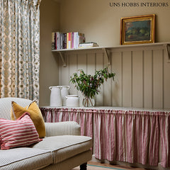 Memory Striped Red on Natural Linen Fabric | Julia Brendel