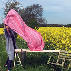 Nostalgia Tablecloth in Cranberry Red & Cream | Julia Brendel
