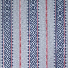 Aztec Chevron Stripe Fabric | Navy, Orange & Grey | Julia Brendel