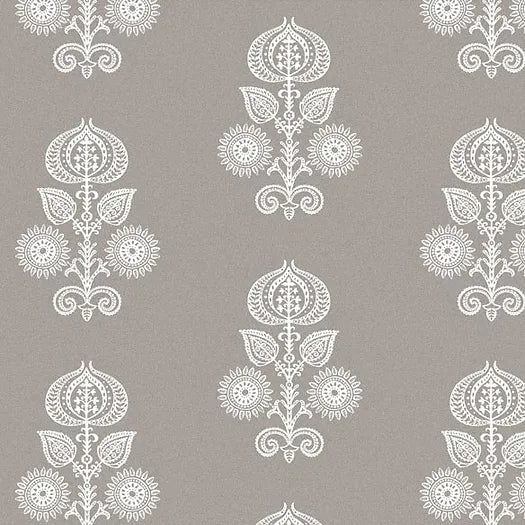 Memory Floral Grey & Ivory Linen Fabric | Julia Brendel