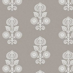 Memory Floral Grey & Ivory Linen Fabric | Julia Brendel