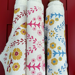 Indian Summer | Blue & Yelllow Floral Fabric | Julia Brendel