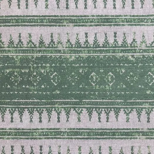 Tribes Horizontal Stripe, Wheatgrass Green Linen Fabric | Julia Brendel
