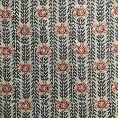 Ankara Slate Grey & Tangerine Orange Linen Fabric | Julia Brendel