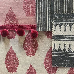 Laibik Small Print Raspberry & Natural Linen Fabric | Julia Brendel