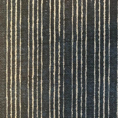 Tribes Narrow Stripe, Midnight Blue/ Grey Linen Fabric | Julia Brendel