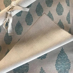 Laibik Large Print in Stone Blue & Natural Linen Fabric |Julia Brendel