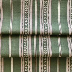 Memory Striped Ivory on Forest Green Linen Fabric | Julia Brendel