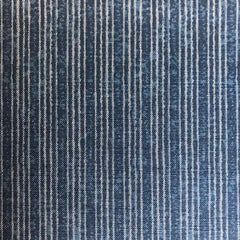 Tribes Narrow Stripe, Marina Blue Linen Fabric | Julia Brendel