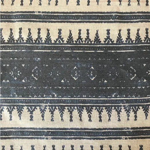Tribes Horizontal Stripe, Midnight Blue Linen Fabric | Julia Brendel