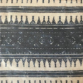 Tribes Horizontal Stripe, Midnight Blue Linen Fabric | Julia Brendel