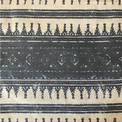 Tribes Horizontal Stripe, Midnight Blue Linen Fabric | Julia Brendel
