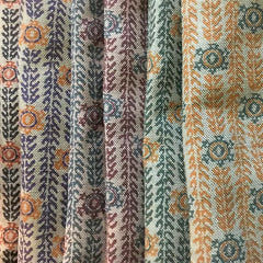 Ankara Hickory Teal & Plum Linen Fabric | Julia Brendel