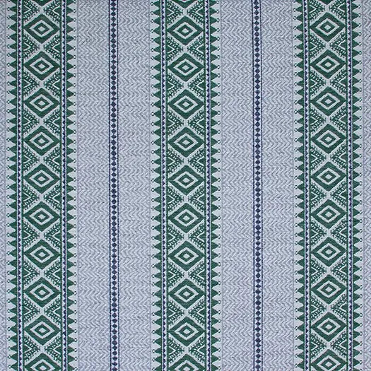Aztec Chevron Stripe Fabric in Emerald Green, Navy & Gunmetal Grey | Julia Brendel