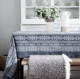 Arabica Tablecloth in Charcoal Grey & Cream