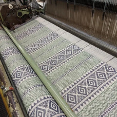 Aztec Chevron Stripe Fabric in Navy, Gunmetal Grey & Emerald Green | Julia Brendel