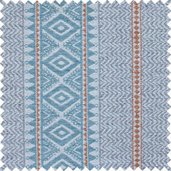 Aztec Chevron Stripe Fabric | Blue, Orange & Grey | Julia Brendel