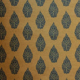 Laibik Small Print Charcoal Grey on Mustard Linen Fabric | Julia Brendel