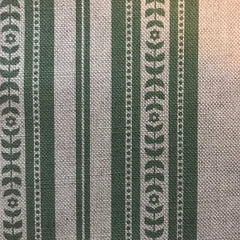 Memory Striped Forest Green on Ivory Linen Fabric | Julia Brndel