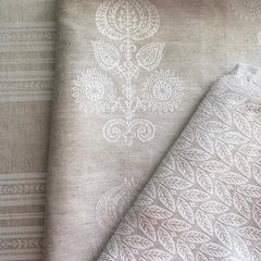 Memory Floral Grey & Ivory Linen Fabric | Julia Brendel
