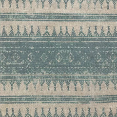 Tribes Horizontal Stripe, Blue Stone Linen Fabric | Julia Brendel
