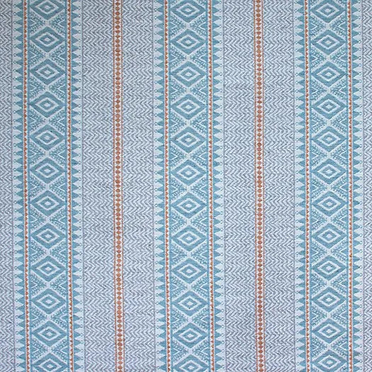 Aztec Chevron Stripe Fabric | Blue, Orange & Grey | Julia Brendel