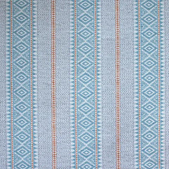 Aztec Chevron Stripe Fabric | Blue, Orange & Grey | Julia Brendel