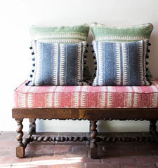 Tribes Horizontal Stripe, Red Earth Linen Fabric | Julia Brendel