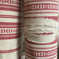 Memory Striped Ivory on Red Linen Fabric | Julia Brendel