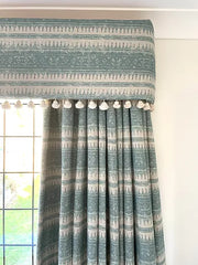 Tribes Horizontal Stripe, Blue Stone Linen Fabric | Julia Brendel