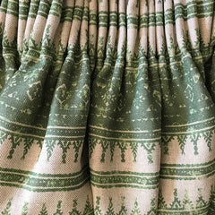 Tribes Horizontal Stripe, Wheatgrass Green Linen Fabric | Julia Brendel