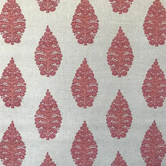 Laibik Large Print Vibrant Red & Earth Tone Natural Linen Fabric | Julia Brendel
