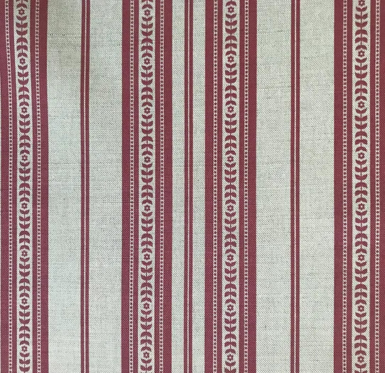 Memory Striped Red on Natural Linen Fabric | Julia Brendel
