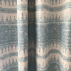 Tribes Horizontal Stripe, Blue Stone Linen Fabric | Julia Brendel