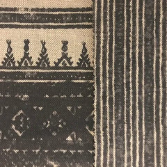 Tribes Narrow Stripe in Charcoal, Linen Fabric | Julia Brendel