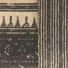 Tribes Horizontal Stripe, Charcoal Grey Linen Fabric