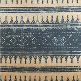 Tribes Horizontal Stripe, Marina Blue Linen Fabric | Julia Brendel