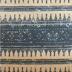 Tribes Horizontal Stripe, Marina Blue Linen Fabric | Julia Brendel