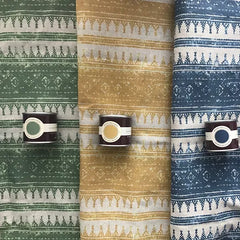 Tribes Horizontal Stripe, Golden Amber Linen Fabric | Julia Brendel