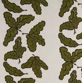 Oak Leaf Patterned Linen Fabric in Peridot Green