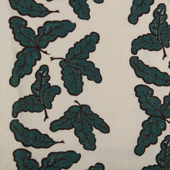 Oak Leaf Patterned Linen Fabric in Teal | Kelling Home