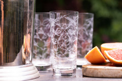 Set of 4 Crystal Highball Glasses with Fern Design
