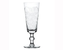 Set of 4 Crystal Champagne Flutes with Fern Design